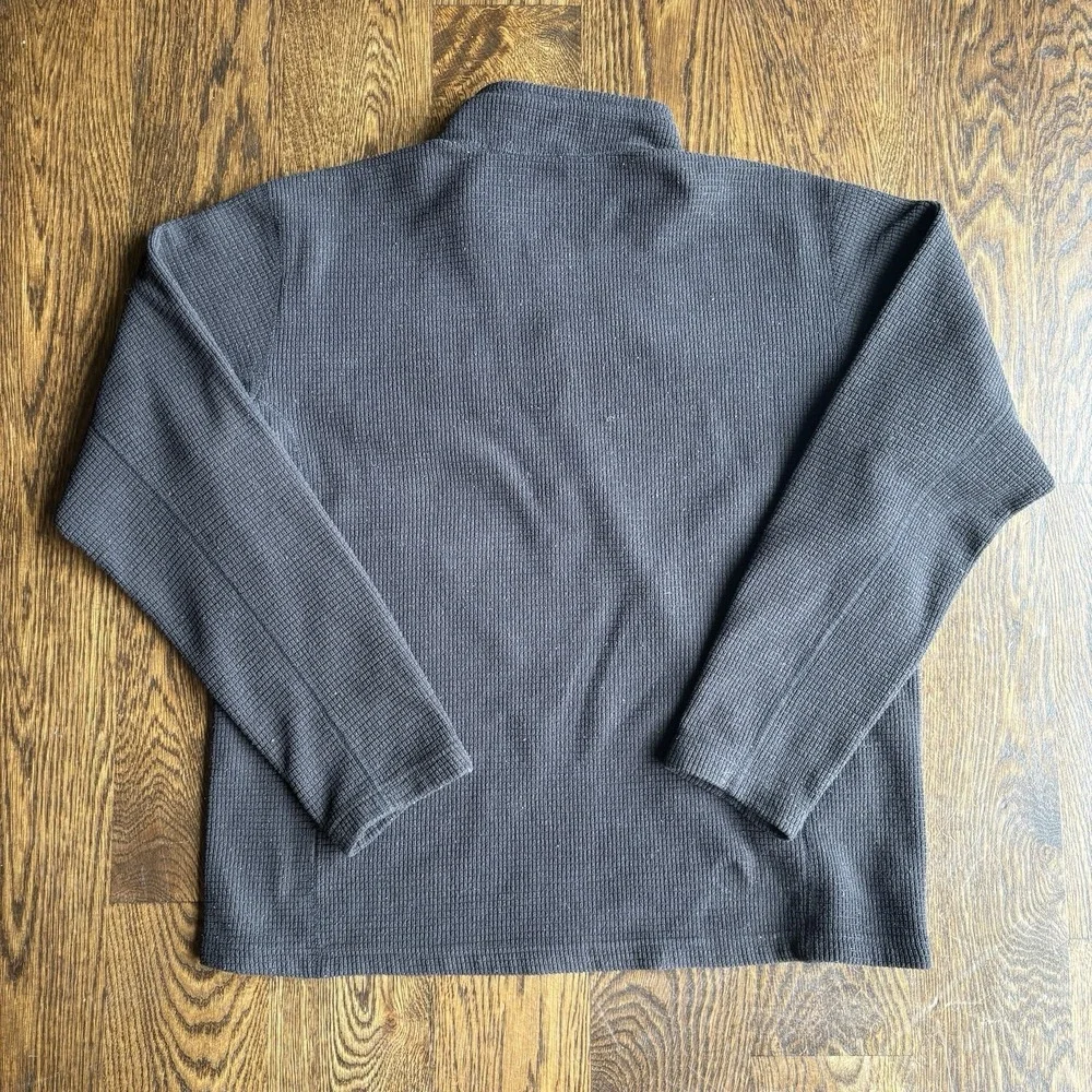 The North Face Grid Fleece 1/4 Zip Pullover Mens Large Black Waffle Knit Jacket